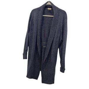 L.L. bean denim-blue chambray marl knit cotton shawl neck sweater XL